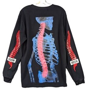 Hudson Outerwear Men's Skeleton Spine Graphic Long Sleeve Shirt Cotton Sz L Rare